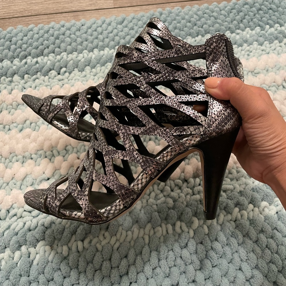 NWOT Silver Open Toe Heeled Sandals